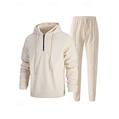 Недорогие спортивные костюмы-Муж. Спортивный костюм Штаны Спортивные штаны Карман на молнии Однотонный Наборы одежды Осень Черный Белый Тренажерный зал Одежда для спорта и отдыха Бег С защитой от ветра Длинный рукав Спорт