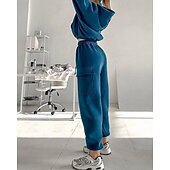 abordables Chándales-Mujer Tracksuit Pantalones Deportivo Pantalones de chándal Encaje Bolsillo Color sólido Trajes de Yoga Otoño Magenta Negro Gimnasio Ropa Deportiva Corriendo Mantiene abrigado Resistente al Viento