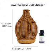 cheap Bedside Lamp-1pc Rattan-Style AromaMaster - Waterless Auto Shut-Off Essential Oil Diffuser for Aromatherapy Humidification and Air Purification with Whisper-Quiet Operation and Portable Design