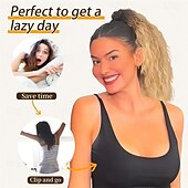 economico Code-Extension per coda di cavallo con clip a artiglio, code di cavallo ondulate da 18 pollici, extension per capelli a strati, soffici, con clip per donne, posticci sintetici, nero ombré, biondo misto.