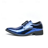 abordables Officiel-Chaussures à lacets en cuir verni vert pour hommes – chaussures habillées brillantes avec une finition polie, idéales pour les mariages et les soirées