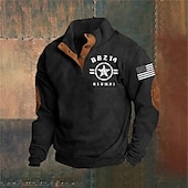 voordelige Basis Sweatshirts-Voor heren Sweatshirt Zwart Leger Groen Marineblauw Bruin Donkergrijs Opstaande boord Grafisch Afdrukken Lapwerk Dagelijks Feestdagen Uitgaan Polyester Streetwear Casual Herfst Winter Kleding Hoodies