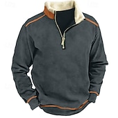levne Základní mikiny_-Pánské Mikina Čtvrtletní mikina na zip Námořnická modř Poloviční zip Bez vzoru Kapsy Sporty a outdoor Denní Dovolená Šik ven Chladný Na běžné nošení Jaro &amp; podzim Oblečení Mikiny s kapucí Mikiny
