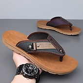 billige Ferietøfler-herre flip-flops i kunstskinn og netting, pustende slip-on-design med polstret såle, ideell for sommerstrand ved bassengkanten og avslappede helger