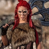 preiswerte Umhänge &amp; Mäntel-Retro Vintage Mittelalterlich Maskerade Kunstpelz-Schal Wikinger Damen Vikinger Karneval Neujahr Maskerade Party &amp; Abend Erwachsene Schal Herbst Winter
