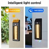 baratos Candeeiros Luzes de Exterior-Luzes de parede solares com sensor de movimento para porta frontal, 2 modos com holofote RGB, postes de LED, cerca, segurança para varanda, 1 unidade