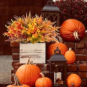 baratos Ação de Graças &amp; Outono-Pacote com 9 flores e plantas artificiais de outono para decoração externa, perfeitas para decoração de casa, acessórios para fotografia de casamento e decoração de hotéis