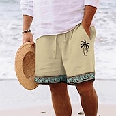 baratos Feriado-Homens Gráfico Coqueiro Geometria Calção Shorts de verão Shorts de praia Cintura Média Roupa de rua Havaiana Designer Casual Diário Feriado Com Cordão Cintura elástica Impressão 3D Designer Roupa