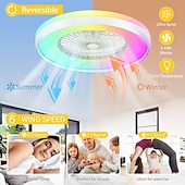 economico Ventilatore da soffitto con luci-Ventilatore da soffitto senza pale con luce, ventilatore da soffitto a basso profilo, ventilatori da soffitto intelligenti RGB, telecomando Fandelier, lampadario moderno a filo chiuso