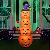 cheap Landscape Lights-1 Pc 2.4M Halloween Inflatable Pumpkin Luminous Strip Lamp Air Model Courtyard Garden Lawn Path Halloween Party Atmosphere Decorative Lights