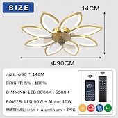 cheap Ceiling Fan Lights-Ceiling Fan with Lighting Modern LED Dimmable Fan Ceiling Light with Fan and Remote Control Timing Quiet Acrylic Flower Shape Ceiling Lamp for Bedroom Kitchen Dining Room Living Room