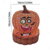 economico Halloween Cucina-Set di 10 sottobicchieri in legno a forma di zucca di Halloween, sottobicchieri fai da te fatti a mano con diamanti a pois, sottobicchieri isolanti antiscivolo con supporto per decorazioni da tavola