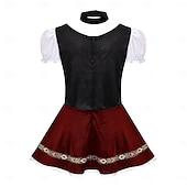 tanie Kobiety-Oktoberfest Mini Sukienka Dirndl Pokojówka Seksowny bawarski Alpejski Łąki Damskie Impreza Festiwal Piwa Tkanina w stylu tradycyjnym (30 cm)