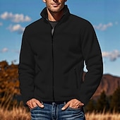 economico felpe in pile-Per uomo Felpa con cappuccio e zip Felpa con zip Felpa con cappuccio in pile Nero Bianco Marrone Grigio Colletto Mao Semplice Con zip Tasca Frontale Sport &amp; Outdoor Casuale Quotidiano Streetwear Cool