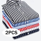 economico Camicie eleganti da uomo-Per uomo Camicia elegante Camicia button-down Camicia a righe Camicia con Colletto A righe Formale Matrimonio Bianco + rosso Bianco + azzurro Blu navy + nero Blu navy + rosso Manica Lunga Tutte le
