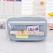 cheap Pencil Cases &amp; Holders-Large Capacity Storage Bag with 9-layer Pencil Case Transparent Compartment and Magnetic Button Flap for Easy Retrieval