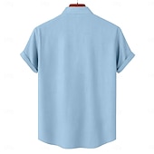 abordables Clásico-Hombre Camisa de lino Camisa de verano Ropa de playa Abotonar la camisa Tribal Vacaciones Casual Azul Piscina Verde Trébol Caqui Manga Corta Cuello Vuelto Verano Primavera Ropa
