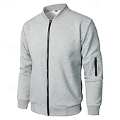 preiswerte Lässige Jacken-Herren Leichte Jacke Freizeitjacke Urlaub Täglich Tasche Frühling Herbst Einfach Mode Klassisch Stehkragen Regulär Schwarz Blau Grau Jacken