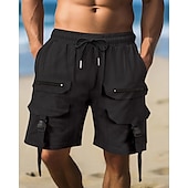 economico Vacanza-Per uomo Pantaloncini cargo Shorts Pantaloncini Estivi Coulisse Elastico in vita Multi-tasche Semplice Comodità Indossabile Lunghezza al ginocchio All&#039;aperto Sport Quotidiano Moda Casual Nero Marrone