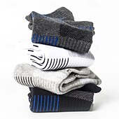 billiga herrstrumpor-Herr 5 par Multipack Socka Löparstrumpor Vardagliga strumpor Svart Vit Färg Rand Semester Sport &amp; Utomhus Dagligen Grundläggande Medium Vår Höst Mode Ledigt