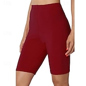 billiga Enkla Leggings-Dam Shorts Damasker Streetwear Ledigt Knelängd Hög midja Slät Elastisk midja Mateial som andas Elastisk Semester Gata Dagliga kläder Vin Svart Vit Rosa Sommar Normal
