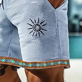 economico pantaloncini felpati 3d da uomo-Per uomo Sole Etnico Cultura indiana Pantaloncini Waffle Pantaloncini da tuta Pantaloncini casual Misura del girovita medio Retrò Vintage Vacanza Jogging Allenamento Coulisse elastica in vita