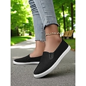 cheap Women&#039;s Sneakers-Women&#039;s Canvas Slip-On Sneakers – Lightweight Minimalist Flats for Daily Errands, Park Walks and Weekend Brunch Outings