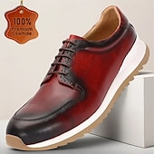 billiga Premium sneakers i läder-Premium röda lädersneakers för män med mjuk dämpning och slitstark yttersula - bekväm och snygg design, perfekt för vardagsbruk och helgutflykter