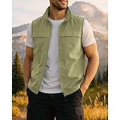 cheap Vests-Men&#039;s Hiking Vest Sleeveless Vest Outdoor Breathable Lightweight Zipper Chinlon Black Army Green Red Hunting Fishing Climbing