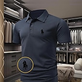 levne Pánské klasické polo-Pánské Kůň Waffle Polo košile Krátký rukáv Polo tričko Košile s límečkem Na běžné nošení Obchodní příležitostné Venkovní Obchod Noste do práce Denní nošení Knoflíky 3D tisk Léto Bílá Světlá růžov