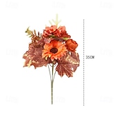 abordables acción de gracias y decoración de otoño-1 ramo de flores artificiales de otoño, corona de calabaza con hojas de arce para Acción de Gracias, arreglo decorativo para el hogar otoñal de Halloween
