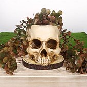 economico Halloween-fioriera scheletro chic - costruzione in poliresina resistente e impermeabile, versatile per interni &amp;decorazioni per esterni con piante, fiori e caramelle perfette per un Halloween spettrale e una
