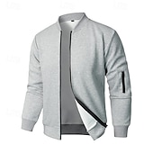 preiswerte Lässige Jacken-Herren Leichte Jacke Freizeitjacke Urlaub Täglich Tasche Frühling Herbst Einfach Mode Klassisch Stehkragen Regulär Schwarz Blau Grau Jacken