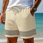 baratos shorts de suor 3d masculino-Homens Chave grega Calções Waffle Shorts de moletom Shorts casuais Cintura Média Moda Casual Férias Corrida Dar certo Cintura elástica com cordão Shorts com bolsos Designer Roupa