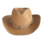 olcso Kalapok-retró divatos cowboy kalapok retró divatos nagy ereszű, ívelt szélű, kemény szalma western cowboy kalapok utazáshoz mindenféle strandkalap férfiaknak és nőknek