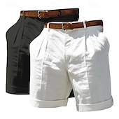 economico Classico-Per uomo Shorts Shorts di Lino Shorts eleganti Pantaloncini Estivi Shorts da Spiaggia Tasca Elastico in vita Gamba Dritta Semplice Comodità Traspirante Lunghezza al ginocchio Affari Casuale Quotidiano
