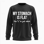 billige Morsomme hettegensere-Herre Tekst Morsom Slang Genser Mote Daglig Langermet Crew-hals Svart Hvit Crewneck 3D Alle årstider Designer