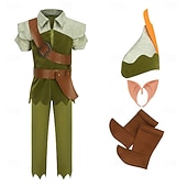 billiga Barnens kostymer-Alf halloween Kläder Kostym Sagotema Peter Pan &amp; Wendy Sagobokskaraktärer Barn Pojkar Halloween Karnival Världsbokdagen Prestanda Pedagogisk klädsel Klädsel för skolevenemang Enkla Halloween kostymer