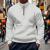 economico Felpe di base-Per uomo Felpa con cappuccio e zip Felpa Polo Felpa con zip Nero Bianco Blu Cachi Grigio Mezza zip Semplice Con zip Tasca Zip a un quarto Sport &amp; Outdoor Casuale Quotidiano Streetwear Cool