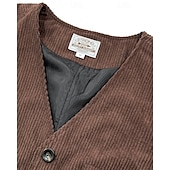 abordables Chalecos-Hombre Chaleco Vacaciones Fiesta Negocio Moda Casual Primavera Otoño Botones Bolsillo Poliéster Pana Cómodo Color sólido Recto 1 botón Escote en Pico Ajuste regular Marrón Oscuro Negro Azul Marino
