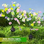 cheap Landscape Lights-2PCS Solar Simulation Flower Lawn Light LED Path Light Outdoor Waterproof Villa Garden Park Walkway Terrace Driveway Holiday Party Landscape Decoration