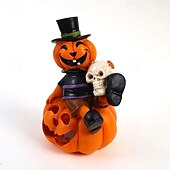 economico Decorazioni Appese e da Tavolo per Halloween-Decorazione di Halloween con teschio e zucca, lanterna di zucca e scheletro con LED lampeggianti colorati, accessorio spettrale per feste di Halloween, ideale per decorazioni interne ed esterne.