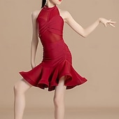 abordables Tenues de danse latine-Danse latine Tenues de Danse pour Enfants Jupes Fantaisie Fille Utilisation Usage quotidien Sans Manches Taille haute Lycra