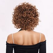 cheap Synthetic Trendy Wigs-Synthetic Wig Wavy Afro Curly Asymmetrical With Bangs Machine Made Wig 12 inch A1 Synthetic Hair Women&#039;s Classic Comfortable Color Gradient Multi-color