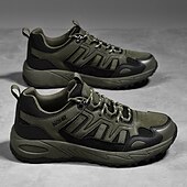 abordables Baskets-Homme Chaussures Décontractées Chaussures de randonnée Marche Occasionnel Cuir PU Maille Confortable Antidérapant Respirant À lacets Noir Jaune Vert Été Printemps