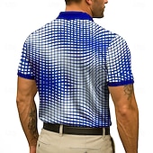 halpa Miesten geometrinen poolo-Miesten 3D Print Geometrinen Polo Lyhythihainen Pikeepaita Rento arki Moderni Katutyyli Urheilu ja ulkoilu Urheilu- ja treenivaatteet Rento / arki Napit 3D-tulostus Kesä Punarinnan munan sininen