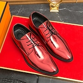 abordables Officiel-Chaussures à lacets en cuir verni vert pour hommes – chaussures habillées brillantes avec une finition polie, idéales pour les mariages et les soirées