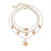 cheap Necklaces-Pendant Necklace Pearl Women's Artistic Tassel Folk Style Beads Sun Wedding Drops Necklace For Wedding Party Holiday