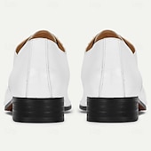 voordelige Klassieke Dress Schoenen-Witte premium runderleren veterschoenen voor heren met elegant design – formeel schoeisel voor zakelijke bijeenkomsten, kantoorkleding en speciale gelegenheden