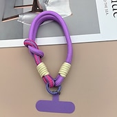 abordables Otras carcasas-Cuerda corta de moda de dos pliegues a juego con colores, cuerda corta de muñeca simple, cuerda colgante de doble capa, firme y resistente, antirroturas y anticaídas, cuerda para colgar teléfonos